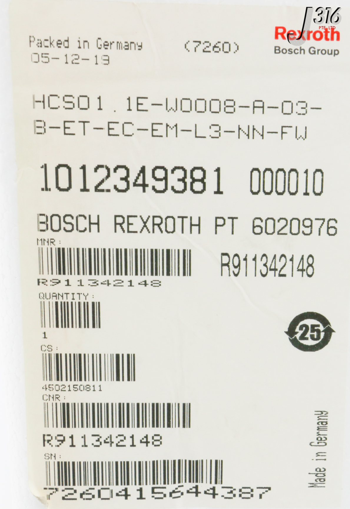 31245 BOSCH REXROTH SERVO DRIVE CONTROLLER, INDRADRIVE CS, R911342148 ...